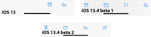 postlinje iOS 13.4 evolusjon